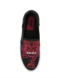 Kenzo 20mm Geo Tiger Leather Slip On Sneakers