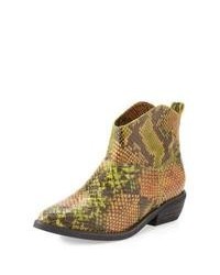 Yellow Snake Ankle Boots