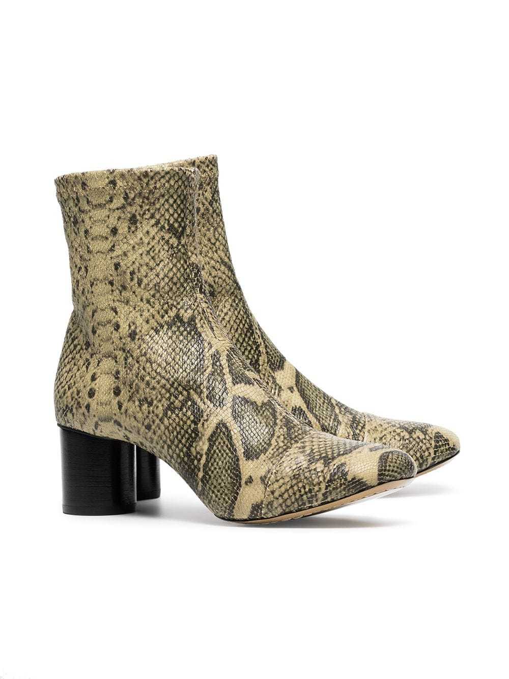 Isabel Marant Black Beige Datsy 50 Snakeskin Embossed Leather Boots, $230 | farfetch.com | Lookastic