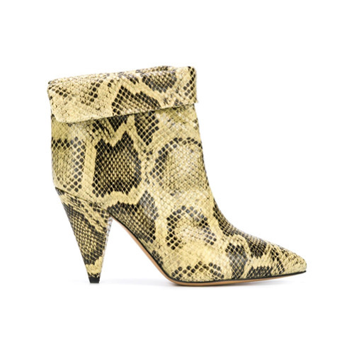 yellow snakeskin ankle boots