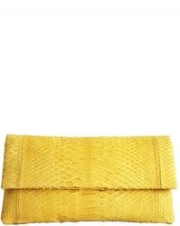 Yellow Snake Leather Clutch