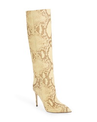 Yellow Snake Leather Knee High Boots