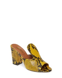 Yellow Snake Leather Mules