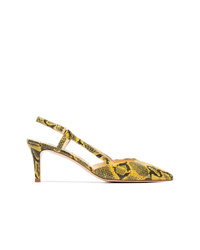 Yellow Snake Leather Pumps