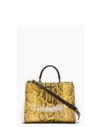 Yellow Snake Leather Tote Bag