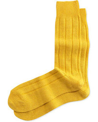Neiman Marcus Cashmere Blend Flat Knit Socks Yellow