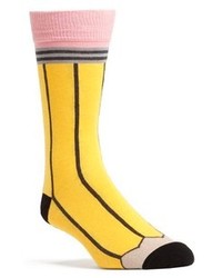 Topman Pencil Pattern Socks Yellow Multi One Size