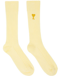 AMI Alexandre Mattiussi Yellow Ami De Cur Plain Socks