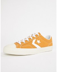 Yellow Star Print Canvas Low Top Sneakers