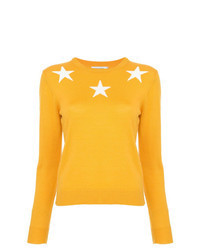 Yellow Star Print Crew-neck Sweater