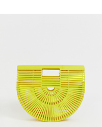 South Beach Yellow Painted Bamboo Slatted Clutch Bag