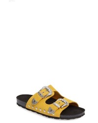 Yellow Studded Flat Sandals