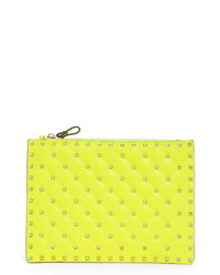 Yellow Studded Leather Clutch