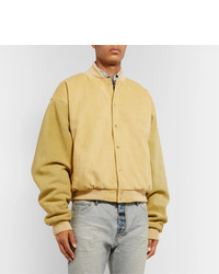 Fear Of God Appliqud Suede Panelled Faux Suede Bomber Jacket