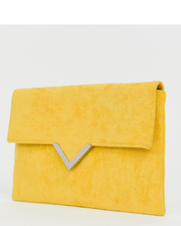 Accessorize Bright Yellow Foldover V Bar Clutch Bag