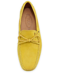 Tod's Suede Tie Driver Yellow