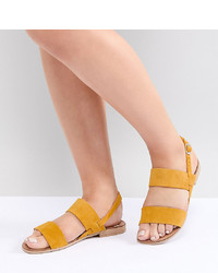 New Look Wide Fit Suede Double Strap Flat Sandals