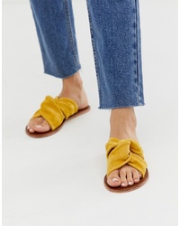 Warehouse Suede Knotted Sandal In Yellow