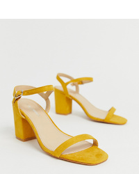 Glamorous Wide Fit Yellow Block Heel Sandals
