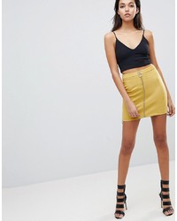 Parallel Lines Suedette Mini Skirt With Exposed Zip