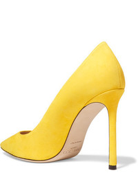 Jimmy Choo Romy Suede Point Toe Pumps Bright Yellow