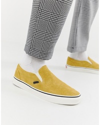 Vans Slip On Hairy Suede Plimsolls In Yellow Vn0a38f7ulr1