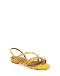 Yellow Suede Thong Sandals