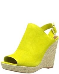 Yellow Suede Wedge Sandals