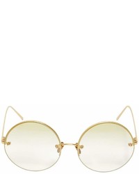 Linda Farrow 565 C9 Round Gold Plated Sunglasses