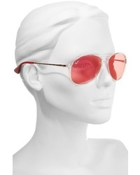 Ray-Ban 59mm Aviator Sunglasses Transparent Red