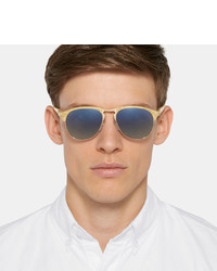 Aviator Style Acetate And Gold Tone Polarised Sunglasses