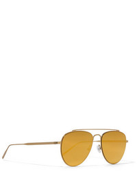 Tomas Maier Aviator Style Gold Tone Mirrored Sunglasses Yellow