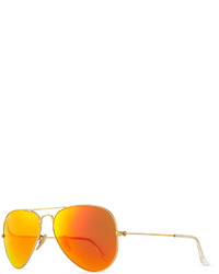 Ray-Ban Aviator Sunglasses With Flash Lenses Goldred Mirror