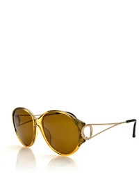 Christian Dior Dior Round Open Arm Monochromatic Sunglasses Yellowgold