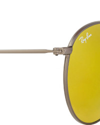 Ray-Ban Etched Matte Gunmetal Round Frame Sunglasses