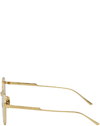 Bottega Veneta Gold Metal Round Sunglasses