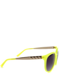 Linda Farrow X Matthew Williamson Neon Yellow Cat Eye Sunglasses