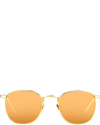 Linda Farrow Mirrored Square Sunglasses Yellow Gold