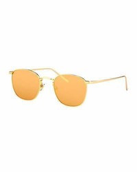 Linda Farrow Mirrored Square Sunglasses Yellow Gold
