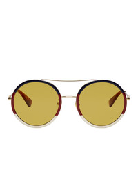 Gucci Multicolor Web Block Pilot Sunglasses