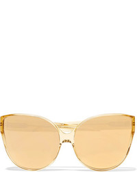 Linda Farrow Oversized Cat Eye Acetate Mirrored Sunglasses Pastel Yellow