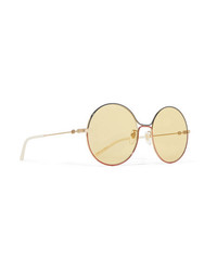 Gucci Oversized Round Frame Gold Tone Sunglasses