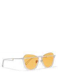Cat Eye Rejina Pyo Projekt Produkt Cat Eye Silver Tone Sunglasses Yellow