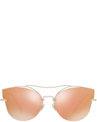 Miu Miu Scenique Rimless Mirrored Brow Bar Sunglasses