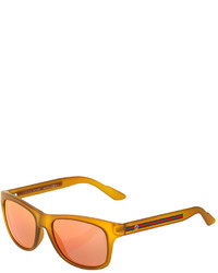 Gucci Square Plastic Sunglasses W Web Arms Yellow