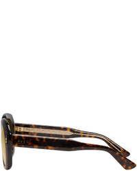 Gucci Tortoiseshell Bold Rectangular Sunglasses