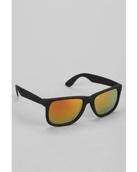 Urban Outfitters Rubberized Black Red Flash Square Sunglasses
