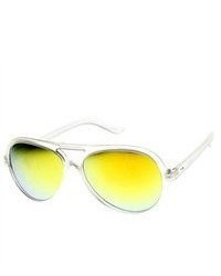ZeroUV Frosted Color Mirror Lens Plastic Aviator Sunglasses