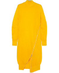 Sacai Zip Detailed Wool Turtleneck Midi Dress