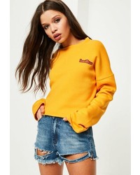 Missguided Yellow Hotline Flared Sleeve Cropped Sweatshirt